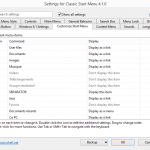 classic shell - parametre